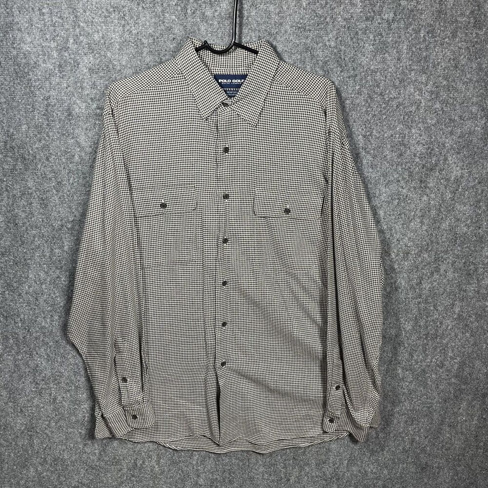 Polo Golf Ralph Lauren Shirt Mens Large Gray Benford‎ Long Sleeve Button Up  EUC